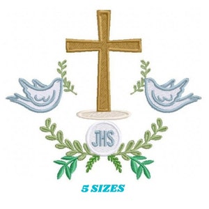 Cross embroidery designs - Dove embroidery design machine embroidery pattern - Catholic embroidery file - Grape Bread Wheat Eucharist church