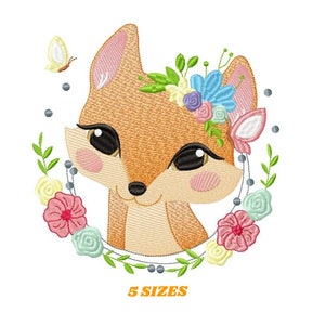 Red Fox embroidery designs - Woodland animals embroidery design machine embroidery pattern - Baby girl embroidery file - instant download