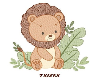 Lion Embroidery Design – Safari Animal Pattern (Digital Download)