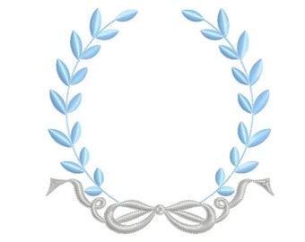 Laurel embroidery designs - Monogram frame embroidery design machine embroidery pattern - Baby boy embroidery file - Laurel wreath with Lace