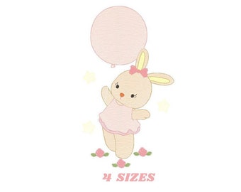 Bunny embroidery design - Rabbit embroidery designs machine embroidery pattern - Baby girl embroidery file - Animal embroidery pes jef hus