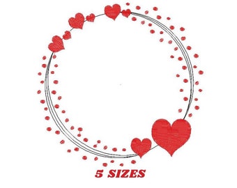 Valentines Monogram Frame embroidery designs - Heart embroidery design machine embroidery pattern - Love wreath embroidery file download