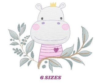 Hippo embroidery designs - Safari embroidery design machine embroidery pattern - Animal embroidery file - baby boy embroidery pes download