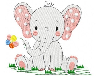 Elephant embroidery designs - Animal embroidery design machine embroidery pattern - Baby girl embroidery file kid embroidery elephant design