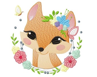 Red Fox embroidery designs - Woodland animals embroidery design machine embroidery pattern - Baby girl embroidery file - instant download