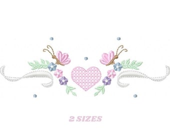 Flower Frame embroidery designs - Heart embroidery design machine embroidery pattern - Butterfly embroidery file - baby girl embroidery pes