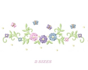 Flower Frame embroidery designs - Flower embroidery design machine embroidery pattern - Butterfly embroidery file - baby girl embroidery pes