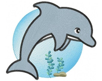 Motifs de broderie dauphins - motif de broderie machine poisson océan - fichier de broderie bébé garçon - broderie animaux marins pes