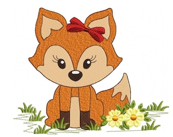 Red Fox embroidery designs - Woodland animals embroidery design machine embroidery pattern - baby girl embroidery file - instant download