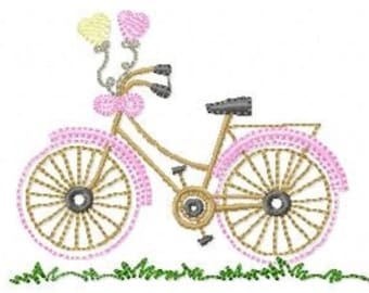 Bike embroidery designs - Bicycle embroidery design machine embroidery pattern - baby  girl embroidery file - blanket pillow towel design