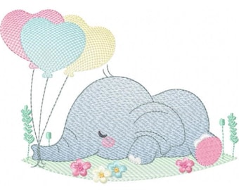 Elephant embroidery designs - Animal embroidery design machine embroidery pattern - Baby boy embroidery file - kid embroidery Towel pillow