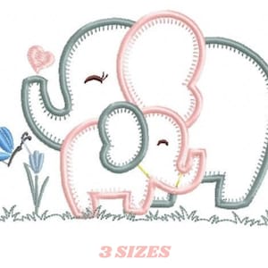 Elephant embroidery designs - Mother with baby embroidery design machine embroidery pattern - elephant applique design - instant download