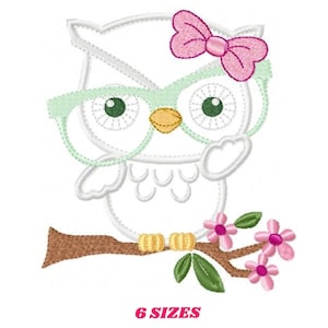 Borduurontwerpen uil - uil met bril machineborduurpatroon - keukenhanddoek oma uil stoffenbestand - Instant download pes jef