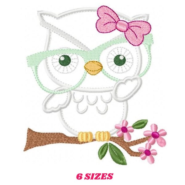 Owl embroidery designs - Owl with glasses embroidery design machine embroidery pattern - Grandma embroidery file - owl applique design