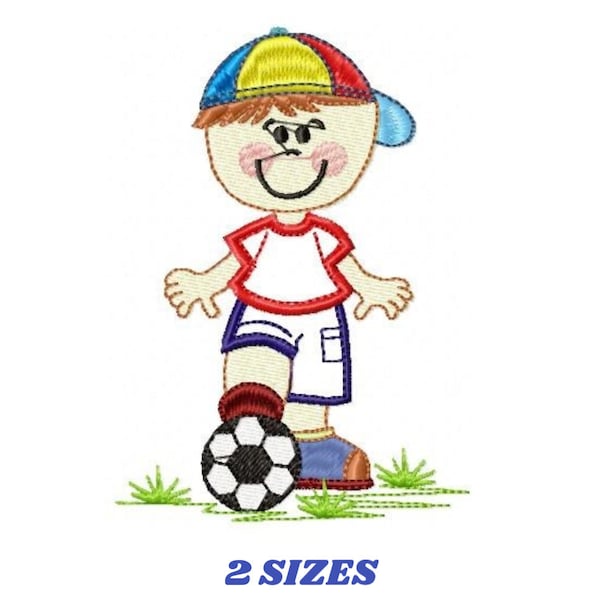 Boy with ball embroidery design - Baby boy embroidery design machine embroidery pattern - Soccer player embroidery file - instant download