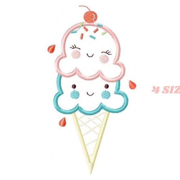 Motifs de broderie crème glacée - motif de broderie machine bonbon - fichier de broderie dessert - motif appliqué en cornet de crème glacée