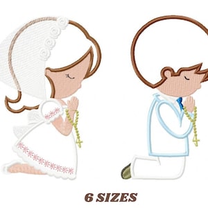 Praying Boy embroidery designs - Girl embroidery design machine embroidery pattern - First Communion embroidery file - Christening religious