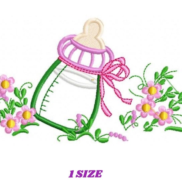 Baby bottle embroidery design - newborn embroidery designs machine embroidery pattern - baby embroidery file girl embroidery bambino