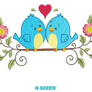 Vogel-Stickmotive – Liebes-Stickerei-Design, Maschinenstickmuster – sofortiger Download, gefülltes Design – Baby-Mädchen-Stickerei, Birdies