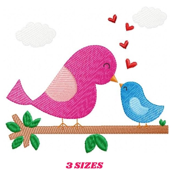 Bird embroidery designs - Birds embroidery design machine embroidery pattern - instant download fill stitch design baby girl embroidery file