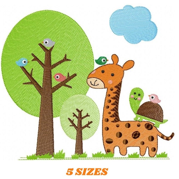 Safari embroidery designs - Giraffe embroidery design machine embroidery pattern - Forest animals embroidery design - instant download