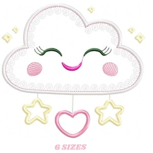 Cloud Embroidery Design – Applique Machine File (Digital Download)
