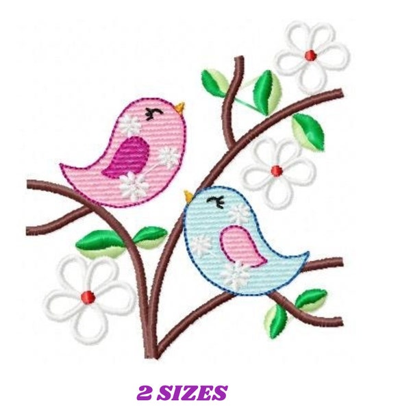 Bird embroidery designs - Birds embroidery design machine embroidery pattern - instant download - Bird filled design birds with flowers