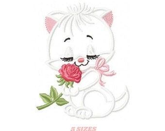 Cat embroidery design - Kitty embroidery designs machine embroidery pattern - Pet embroidery file - baby girl embroidery cat applique design