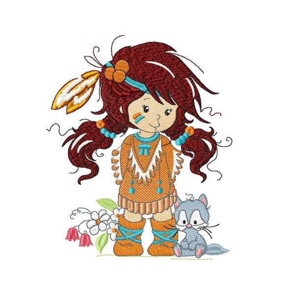 Indian Girl embroidery designs -  Fairy embroidery design machine embroidery pattern - baby girl embroidery file - instant download pes jef