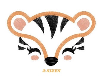 Tiger Face Applique Embroidery Design – Wild Animal Machine Pattern (Instant Download)