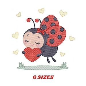 Schema per ricamo a macchina con coccinella - Animale da giardino (Download digitale)