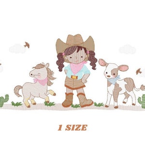 Cowgirl embroidery designs - Cowboy embroidery design machine embroidery pattern - Baby girl embroidery file - Farm cowboy hat wrangler