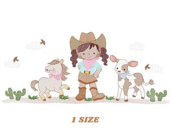 Cowgirl Embroidery Design – Machine Embroidery Pattern (Digital Download)