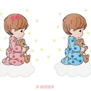 Praying Boy & Girl Embroidery Design – Religious Angels (Digital Download)