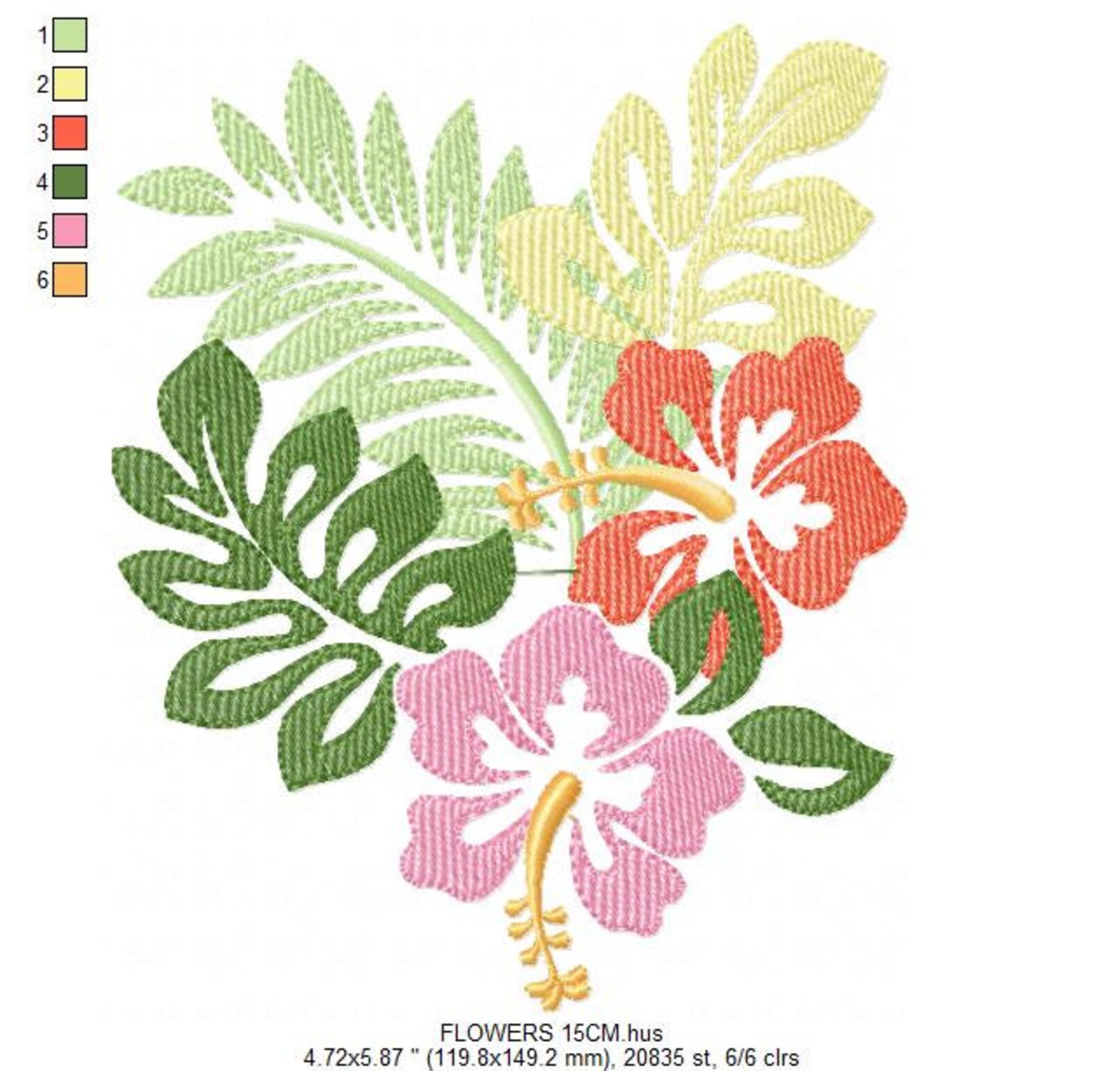 Tropical Flowers Embroidery Designs - Hawaii Flower Embroidery Design ...