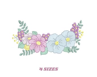 Floral Corner Embroidery Design frame, machine embroidery, 4 sizes, photo frame stitch
