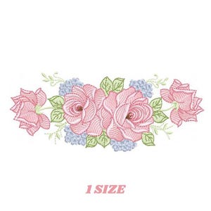 Roses embroidery designs - Flowers with roses line machine pattern - Floral Divider Kitchen towel - Instant digital download pes jef dst hus