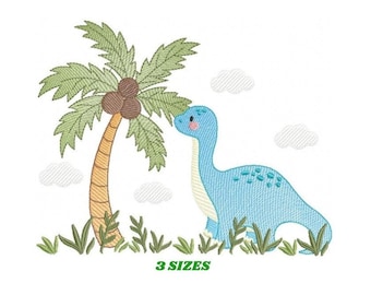 Stickmuster Brontosaurus Dinosaurier - Dino-Datei für Jungen (Digitale Datei)