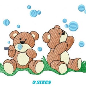 Stickmuster „Teddybär bläst Seifenblasen“ – Datei für Babys und Kinder (Digitaler Download)