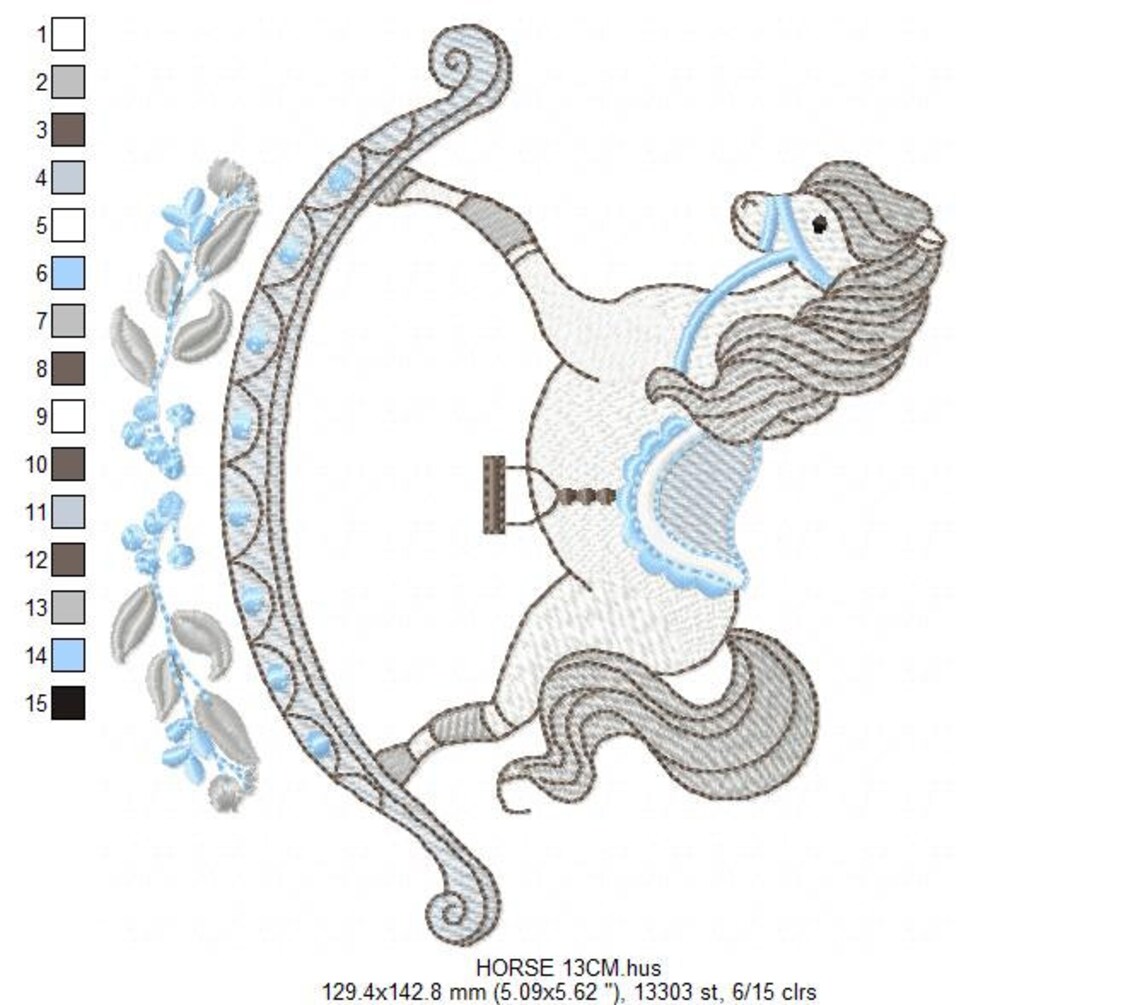 Baby Boy Hobbie Horse Hand Embroidery Bubble main image 1