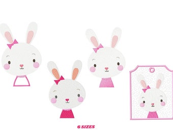 Bunny embroidery designs - Rabbit embroidery design machine embroidery pattern - Baby girl embroidery file - bunny with clothes download