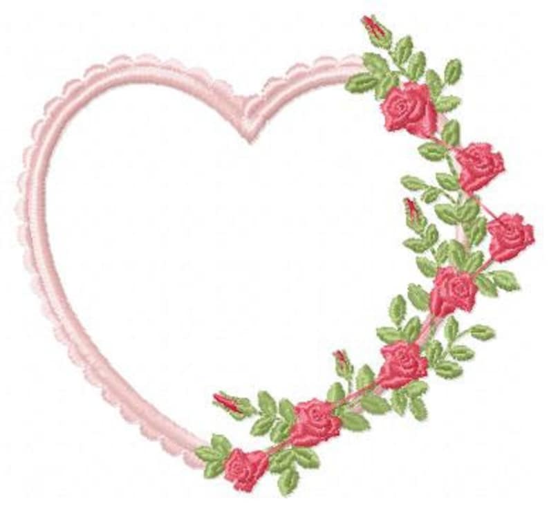 Heart with roses embroidery designs flower embroidery design  etsy Heart with roses embroidery designs flower embroidery design  etsy