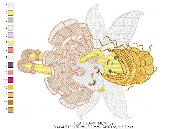 Tooth Fairy Embroidery Designs – Baby Girl Machine Embroidery (Instant Download)