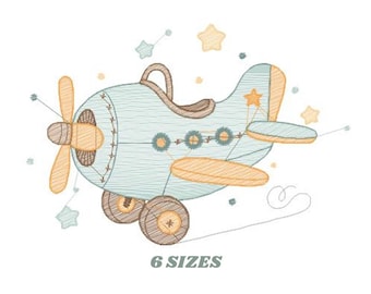 Airplane Embroidery Design – Baby Boy Vehicle Pattern (Instant Download)
