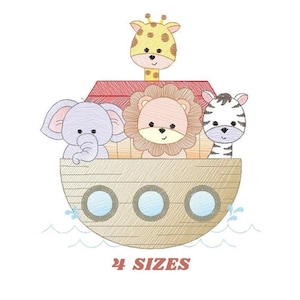 Noah's Ark Embroidery Design - Kid's Machine Embroidery (Digital Download)