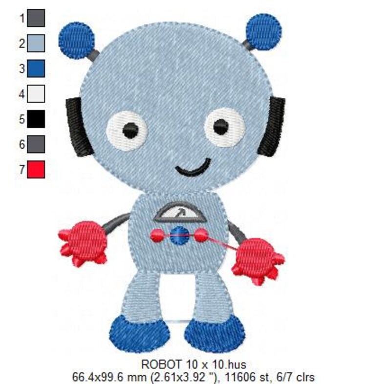 Robot Embroidery Designs Embroidery Design Machine Etsy