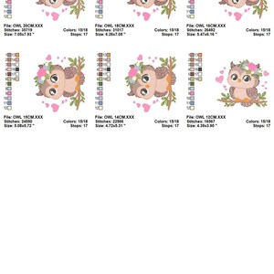 Floral Owl Machine Embroidery Design - RIPPLED, 6 Sizes (Instant Download)