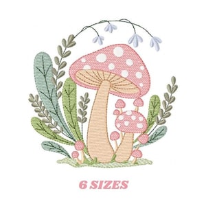 Mushroom Floral Embroidery Pattern – Forest Toad, Kitchen Towel Design (Instant Download)