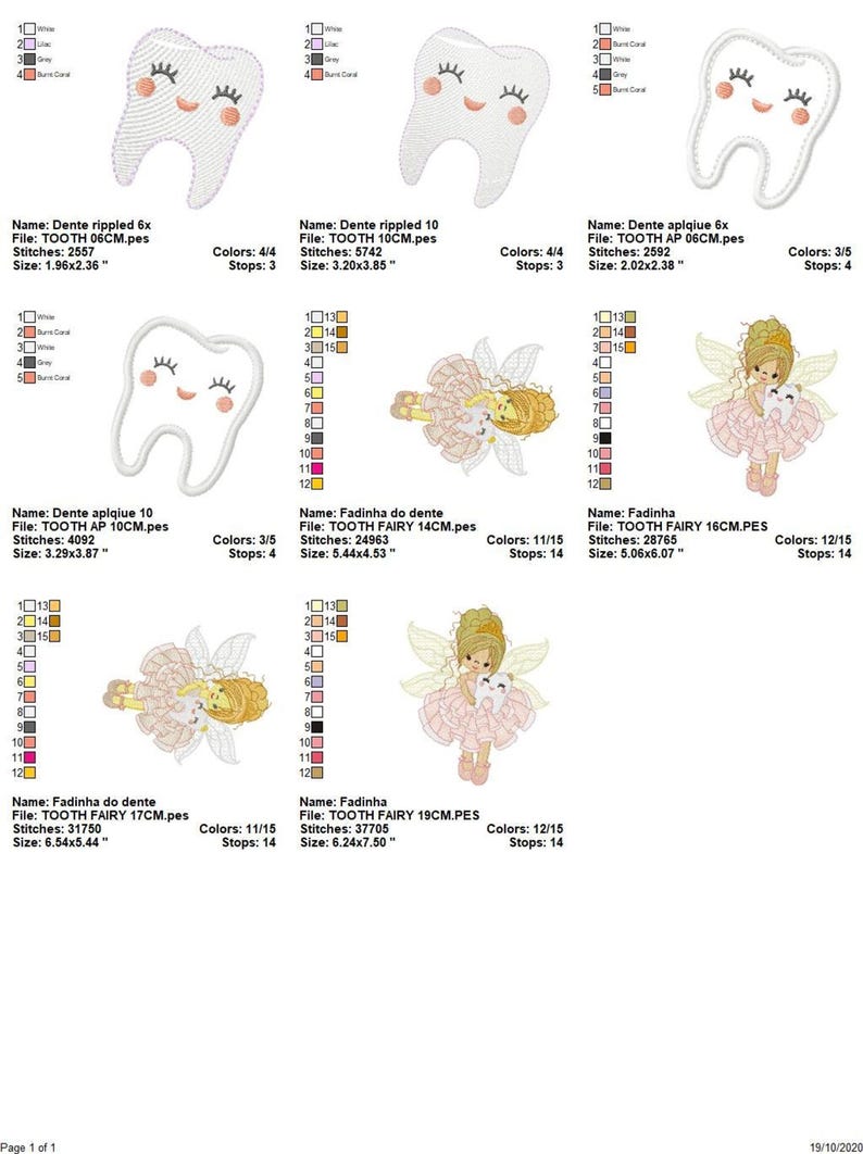 Tooth Fairy Embroidery Designs – Baby Girl Machine Embroidery (Instant Download)