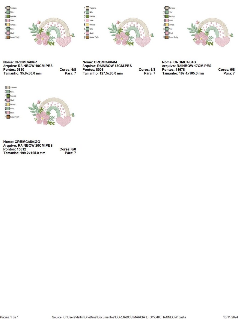 Boho Rainbow Embroidery Design – Flowers and Heart (instant Download ...